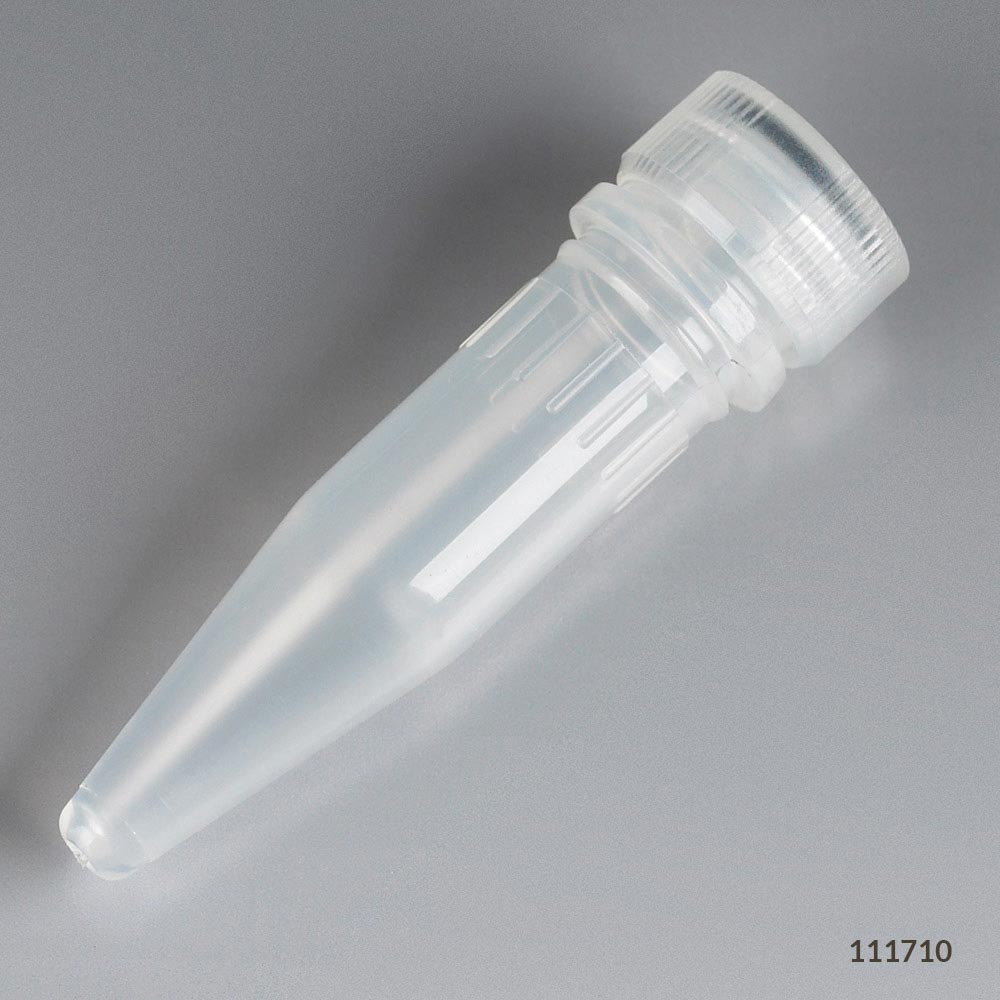 Globe Scientific Microtube, 1.5mL, Attached Screw Cap for Color Insert, with O-Ring, STERILE, PP, 500/Bag, 2 Bags/Unit Image